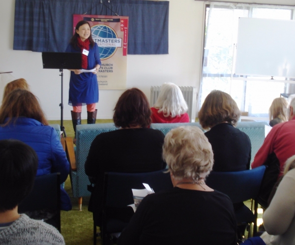 Sie Ling introducing the Toastmaster of the Day